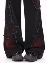Damen Harajuku Y2K Baggy Jeans | Ästhetische Jeanshose mit Schmetterlings-Print