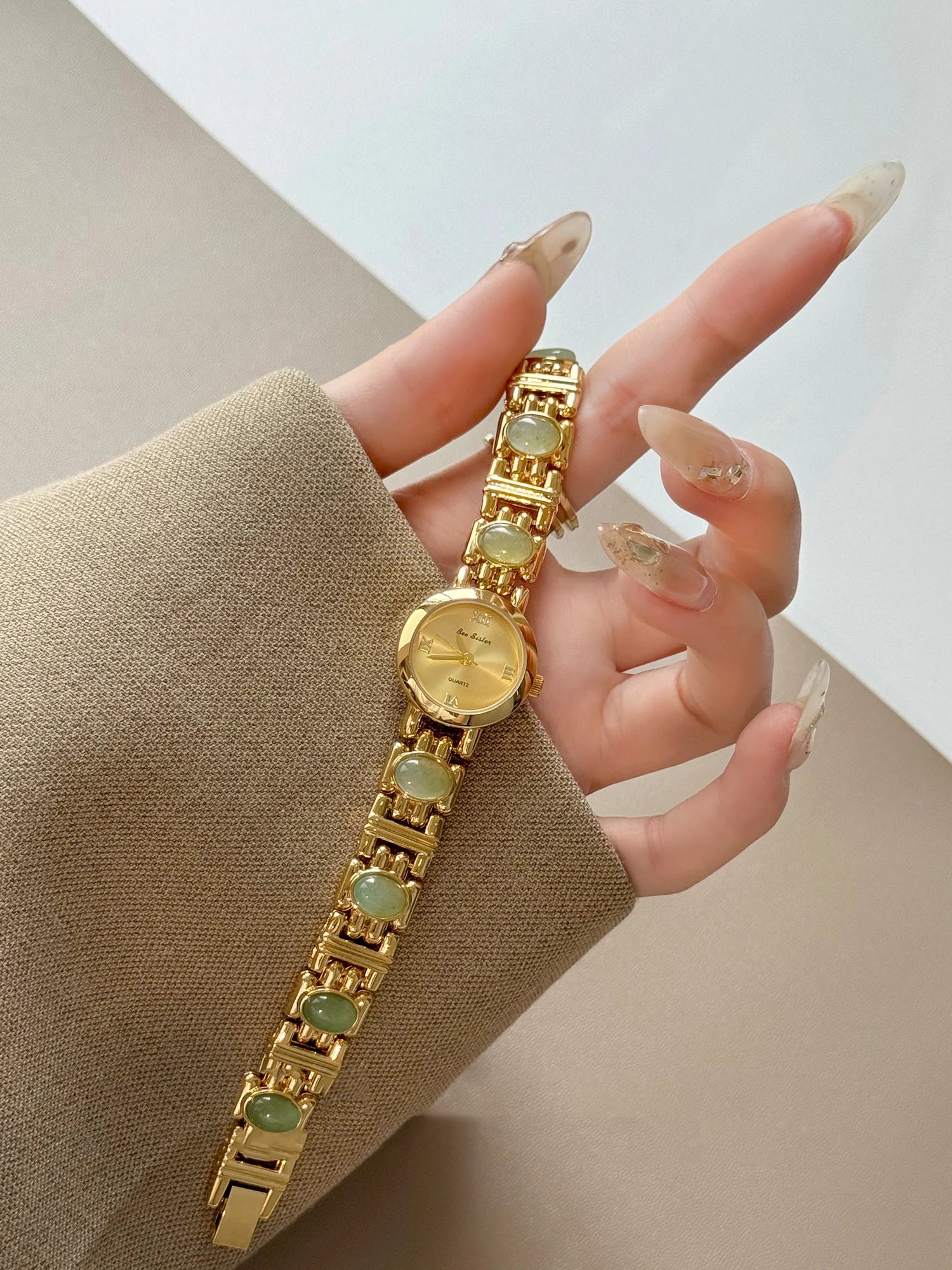 The Terra Luna: Natural Gemstone Quartz Watch – Luxury Minimalist Round Dial Timepiece
