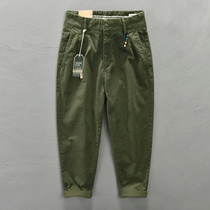 Herren Cargohose aus reiner Baumwolle im koreanischen Stil, locker geschnitten