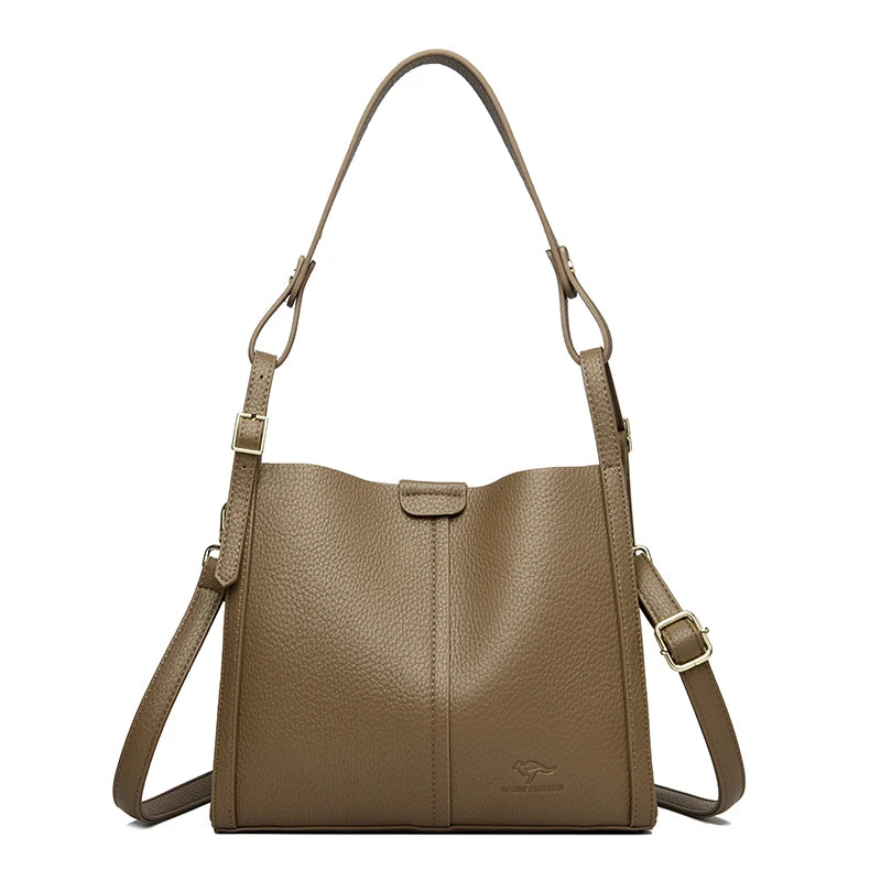The Sovereign-Medium Silhouette High-Quality PU Leather Top-Handle Bag