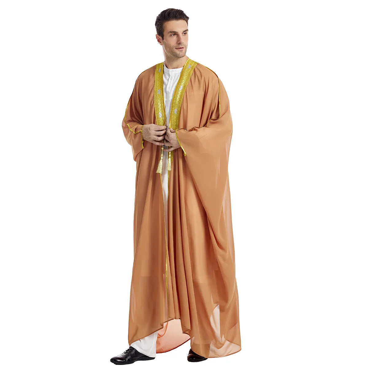 Muslimische Herren-Jubba/Thobe mit offener Vorderseite | Dubai Abaya Cardigan & Ramadan Kimono