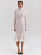 Elegant White Lace Long Sleeve Midi Dress – Women’s Half High Collar Bodycon