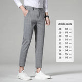 Men’s High-Quality Plaid & Stripe Trousers – Business Formal Suit Pants, Ankle & Full Length Straight Slacks
