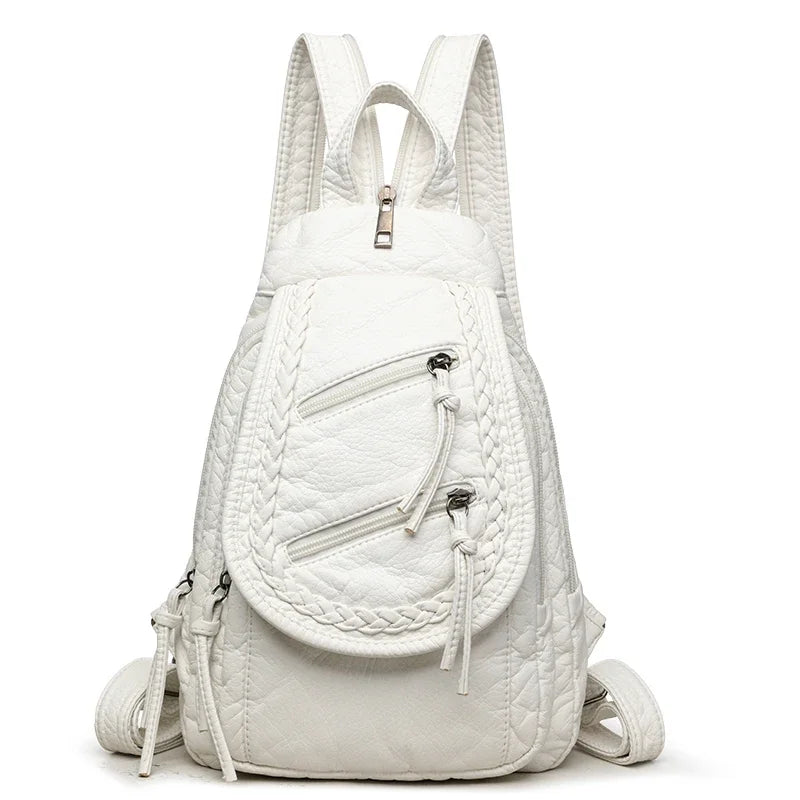 Hochwertiger kleiner Rucksack aus weichem Leder | Damen-Umhängetasche mit mehreren Fächern