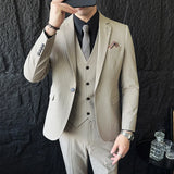 3-Piece Men’s Luxury Striped Suit – Single & Double Breasted Pinstripe Blazer, Vest & Pants Set