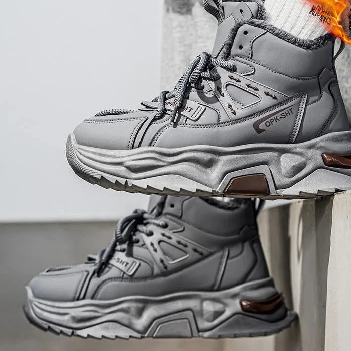 Herren-Winter-Sneaker-Stiefel: Wasserdichte, warm gefütterte Schneestiefel, rutschfeste sportliche Winterschuhe