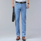 Classic Men's Straight Jeans | Streetwear Soft Black & Blue Denim Pants