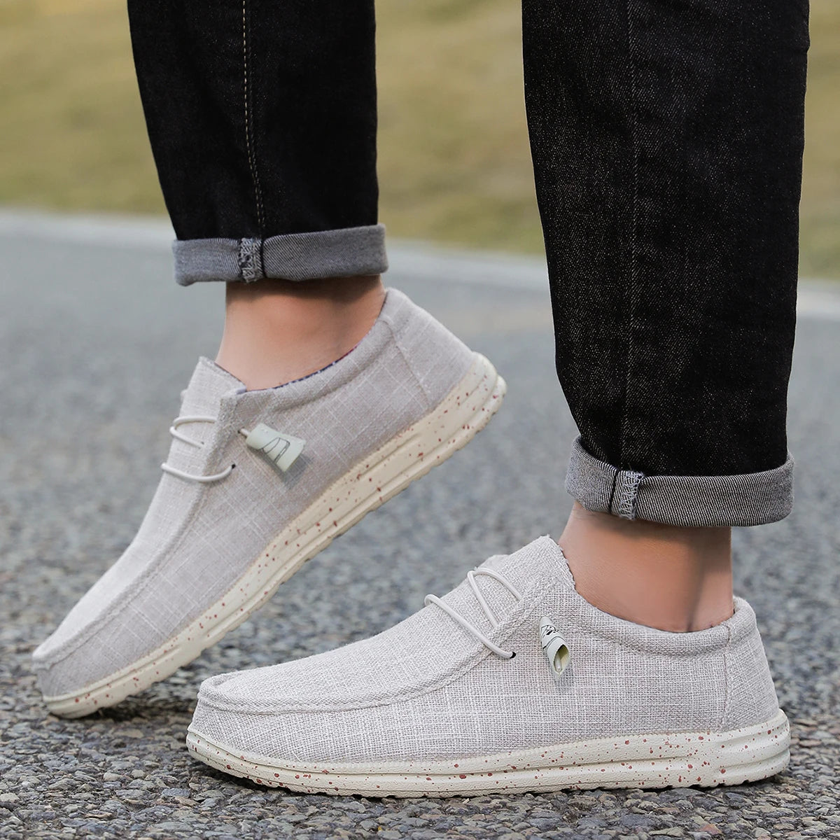 Men's Canvas Casual Shoes – Breathable Slip-On Loafers for Men