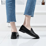 Women’s Genuine Leather Loafers – Soft Flat Slip-On Shoes, Round Toe Casual Walking Flats