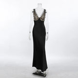 Women's High-Waist Backless Summer Party Lace Maxi Dress