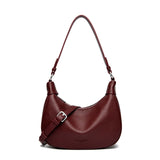 Die Lichi-Crescent Silhouette Zwei-Riemen Soft PU-Leder Umhängetasche