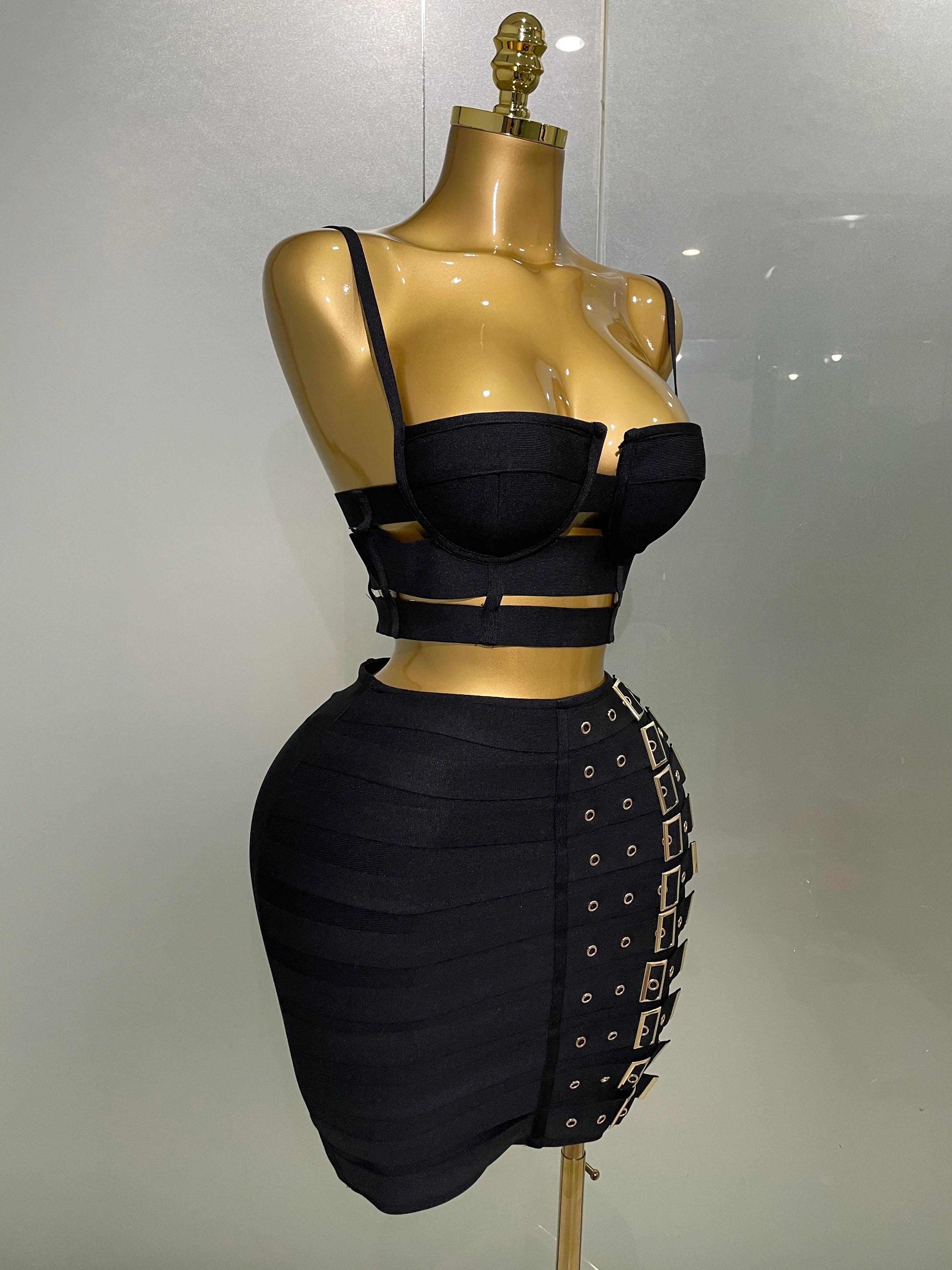 High-Quality Women's Sexy Bandage Set – Fashion Crop Top & Pencil Skirt 2 Piece