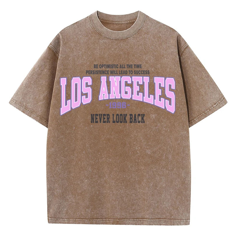 Damen-Top aus ausgewaschener Baumwolle mit Vintage Los Angeles-Grafik
