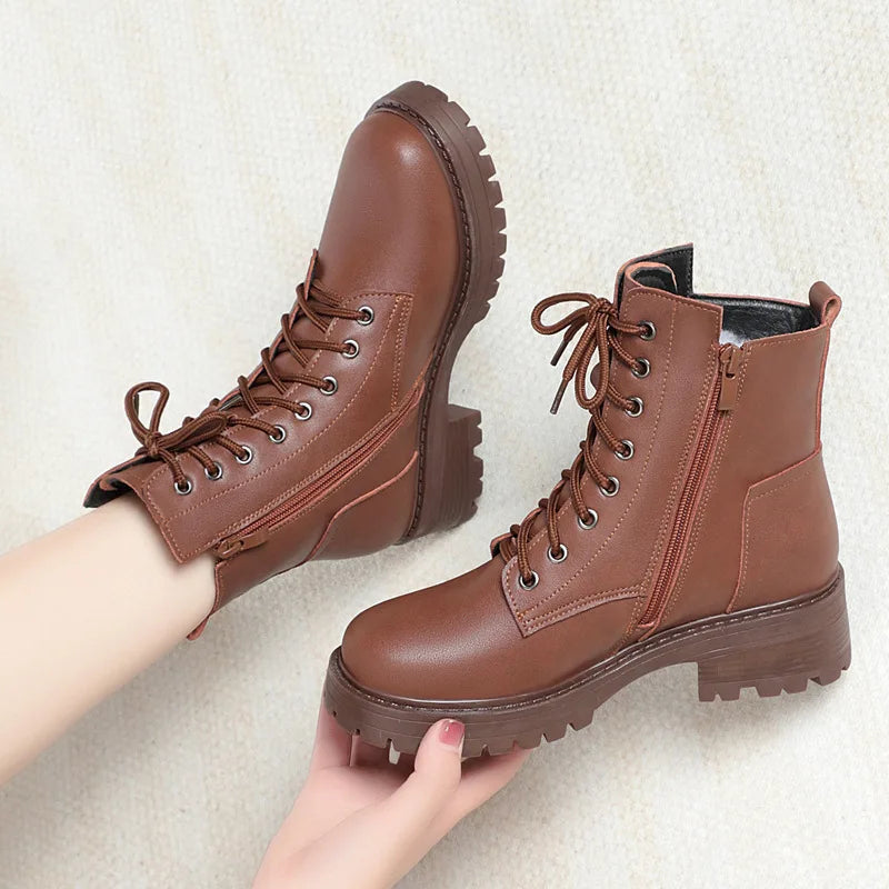 Damen-Schneestiefel aus echtem Leder – warm gefütterte Winterstiefel aus echter Wolle