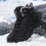 Herren Handgemachte Winterstiefel - Wasserdichte Thermoschneestiefel mit rutschfester Gummisohle und warmem Plüschfutter