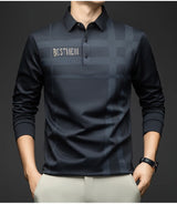 Herren Langarm Kariertes Poloshirt – Frühling Herbst Lässiges Golf Oberteil