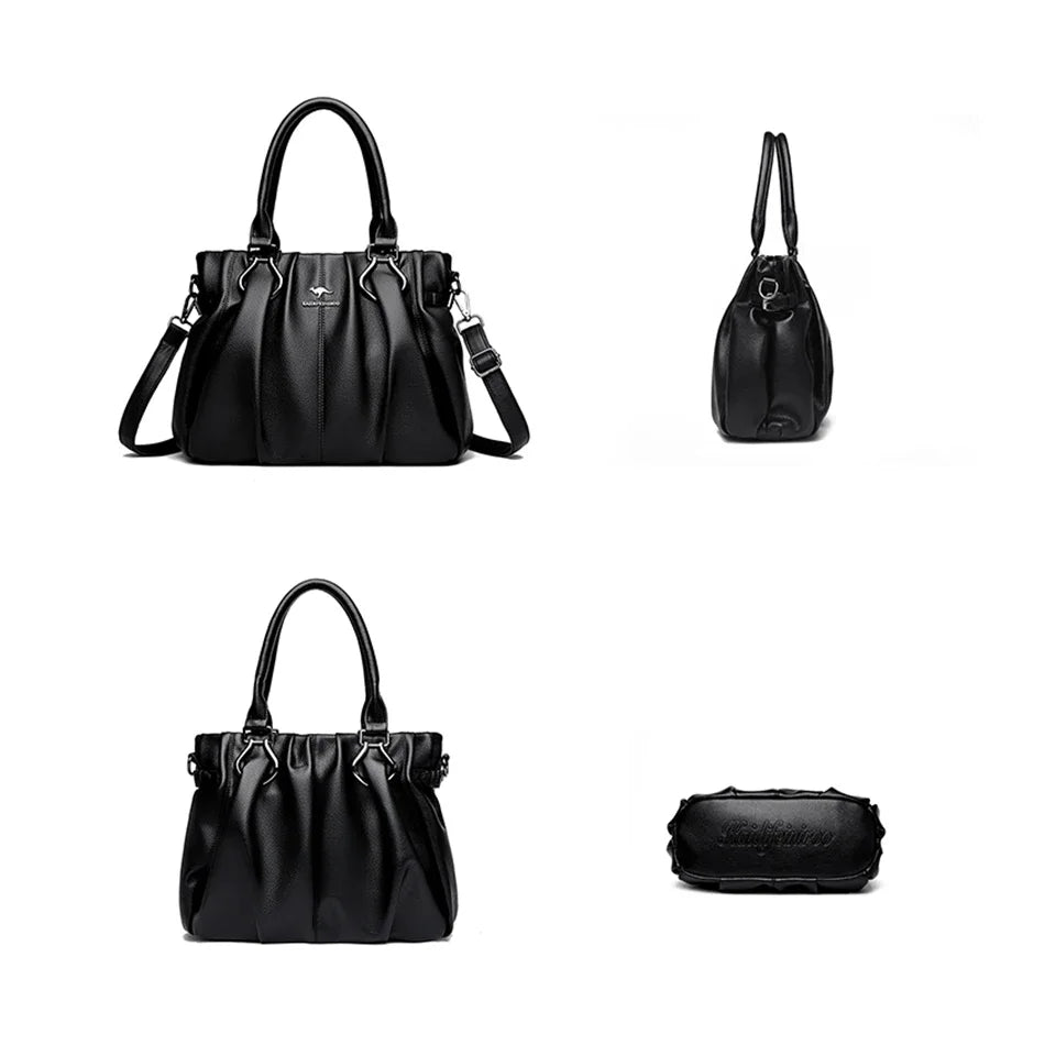 Damen-Einkaufstasche aus echtem weichem Leder – Luxuriöse Handtasche mit großem Fassungsvermögen