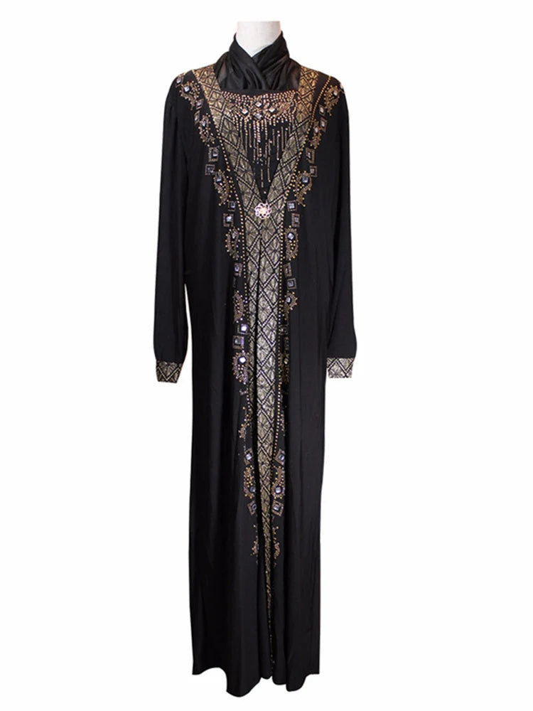 Black Muslim Abaya for Women | Sequin Beaded Kaftan and Elegant Splice Maxi Dress