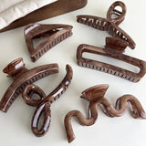 Retro Brown Marbling Large Hair Claws for Women