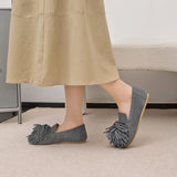 Women’s Genuine Leather Tassel Loafers – Retro Mary Jane Ballet Flats