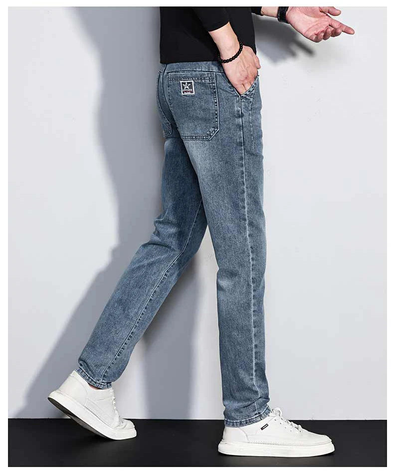 Herren Slim Fit Stretch Jeans | Vintage Korean Style Straight Denim