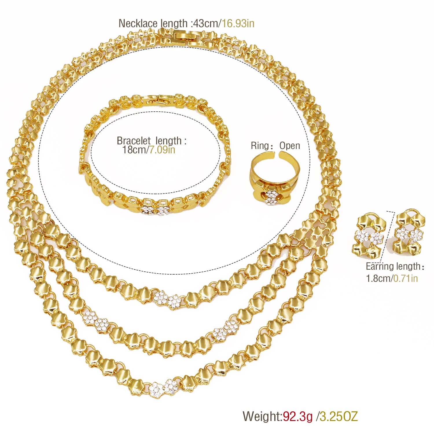 Elegantes Goldschmuckset für Damen – Luxuriöses Halsketten- und Ohrringset