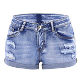 Women’s Split Hem Denim Sexy Mid-Waist Summer Beach Cut-Offs – Slim Fit Elastic Jean Shorts