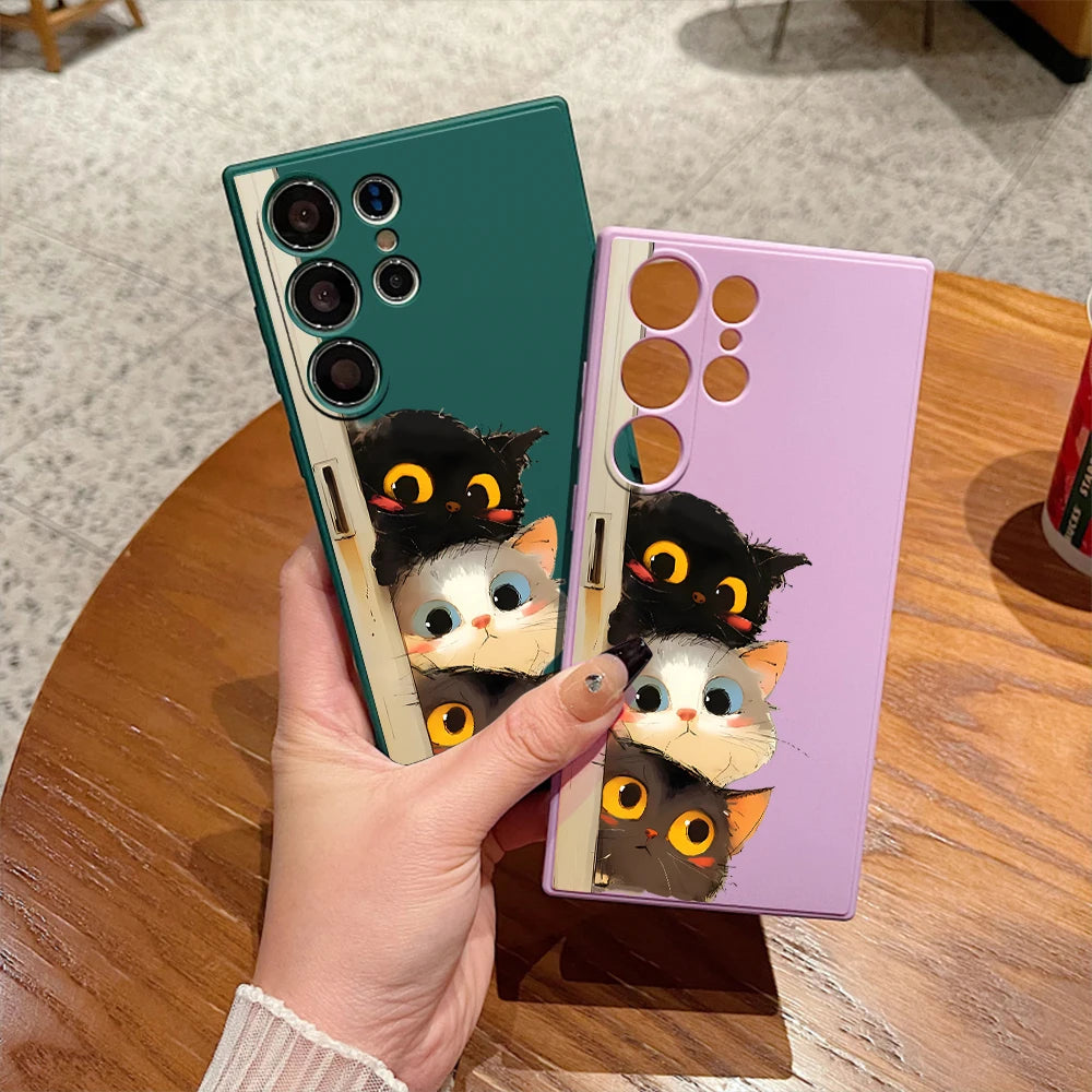 Three Little Kittens Silicone Case for Samsung Galaxy S25 S24 S23 Ultra