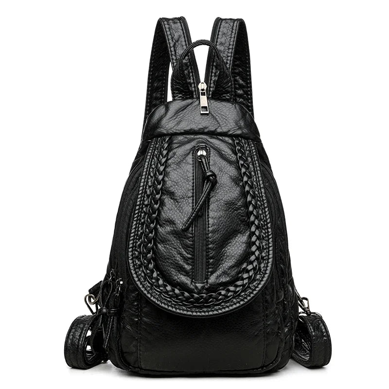 Hochwertiger kleiner Rucksack aus weichem Leder | Damen-Umhängetasche mit mehreren Fächern