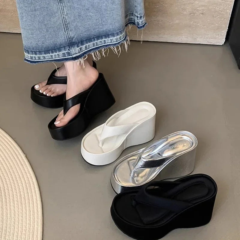 Designer Summer Chunky Slippers – Fashion Platform Wedge Sandals