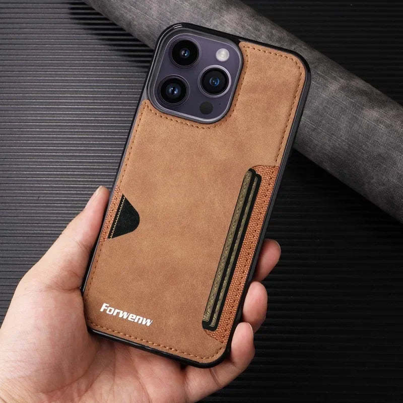 Retro PU Leder Brieftaschenhülle mit Kartenhalter für iPhone 17 Air 16 15 14