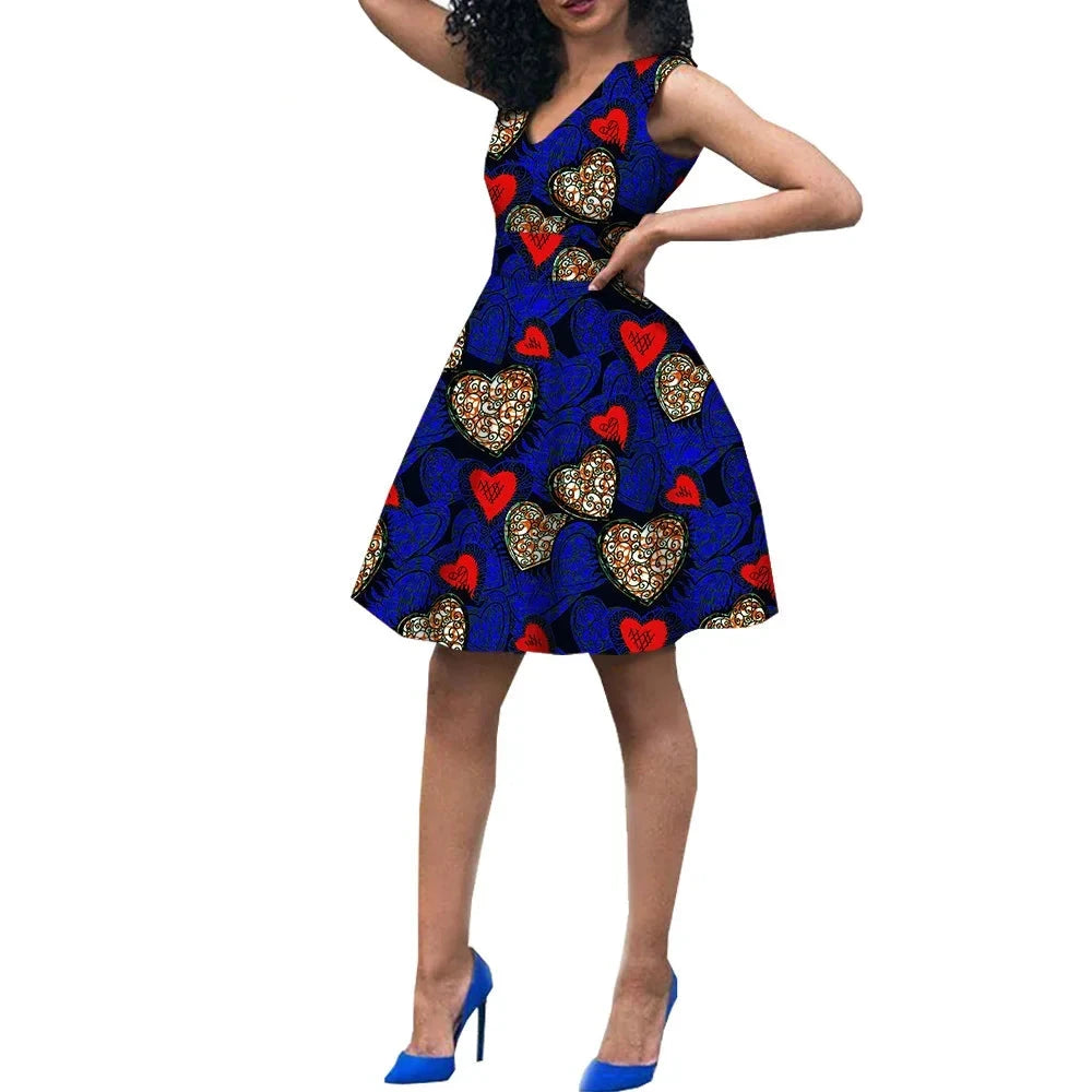 African Bazin Riche Mini Dress for Women | Traditional Short Brocade Attire