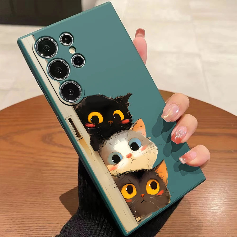 Three Little Kittens Silicone Case for Samsung Galaxy S25 S24 S23 Ultra
