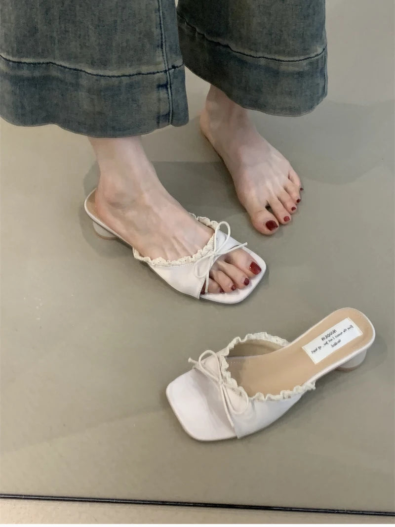 Women's Designer Butterfly-Knot Lace Slippers