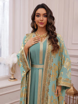 The "Emerald Heritage" Abaya – Signature Embroidered Party Jalabiya – Boutique Green Ramadan Kaftan