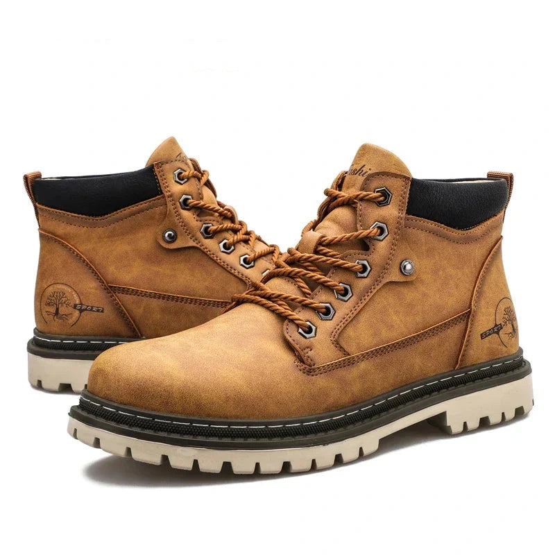 The Heritage Craftsman: Herren Retro Warme Arbeitsstiefel – Winterstiefel im Vintage-Stil mit Fellfutter