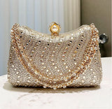 Die Vintage-Glimmer Abendtasche Feine Strass-Inlay Clutch