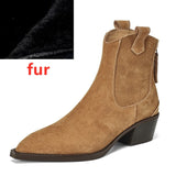 Women’s Pointed Toe Western Cowboy Boots – Genuine Leather Ankle Boots