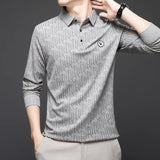 Herren Langarm-Poloshirt mit Abzeichen – Business Casual Uni-Oberteil