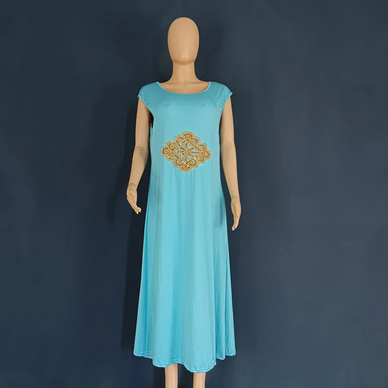 Luxury 2-Piece Gold Lace Embroidered Party Dress and Flare-Sleeve Robe