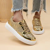 Glänzende silberne Board-Schuhe für Damen – modische atmungsaktive Mesh-Sneaker