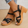 Damen Plateau-Sandalen mit Knöchelriemen – Dicke Absatz Sommer Gladiator-Schuhe