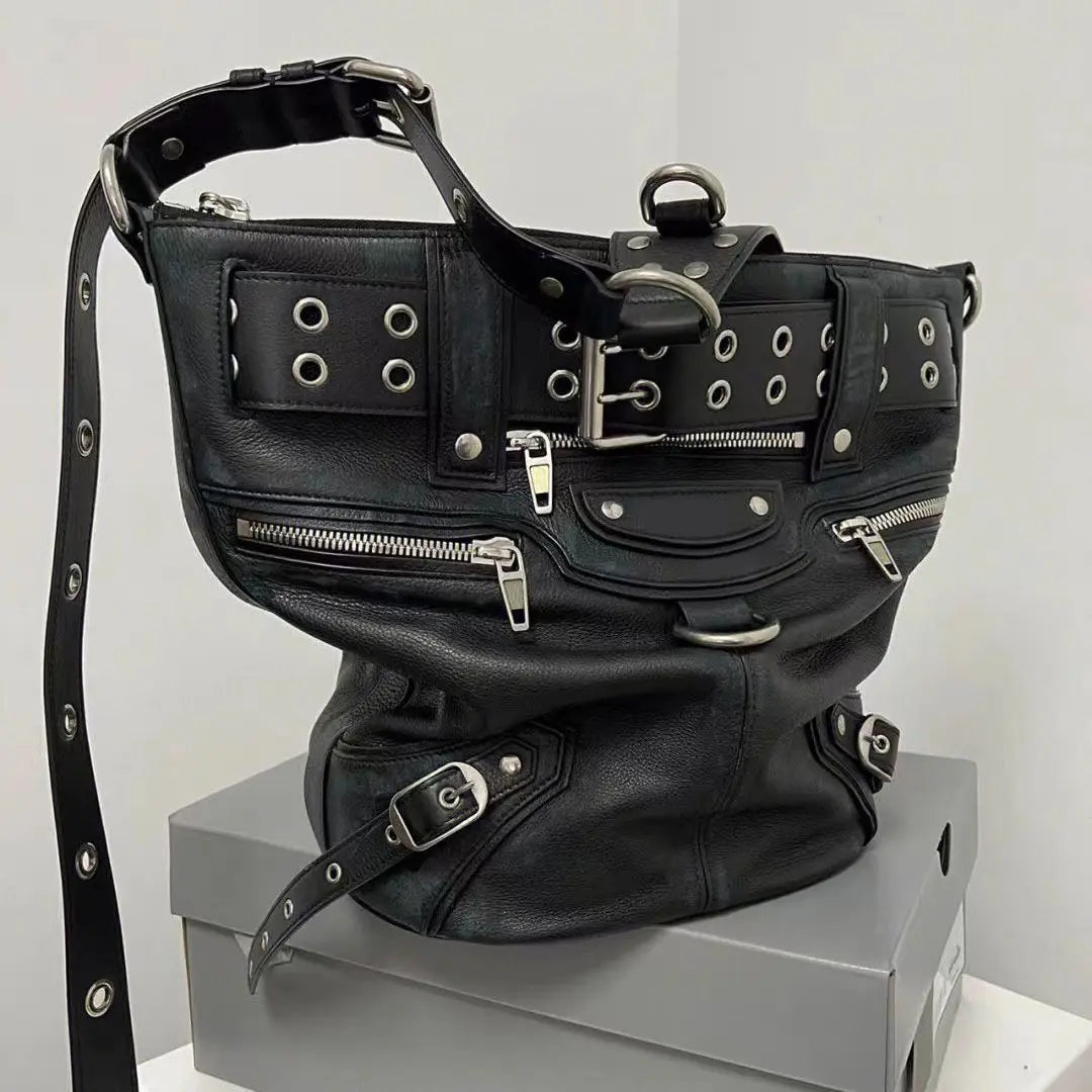 The Moto-Vault Silhouette Vintage Black Rivet Handbag