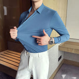 Men’s High Elasticity Seamless Shirt – Top Quality Long Sleeve Slim Fit Casual Shirt