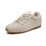 Damen Trainingsschuhe aus echtem Leder – Retro Freizeit-Sneaker mit flacher Sohle