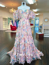 Floral Mesh Prom Dress | Luxury Graduation Gown & Evening Dress