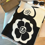 Elegant Flowers Soft Acrylic Scarf Long Wrap for Women