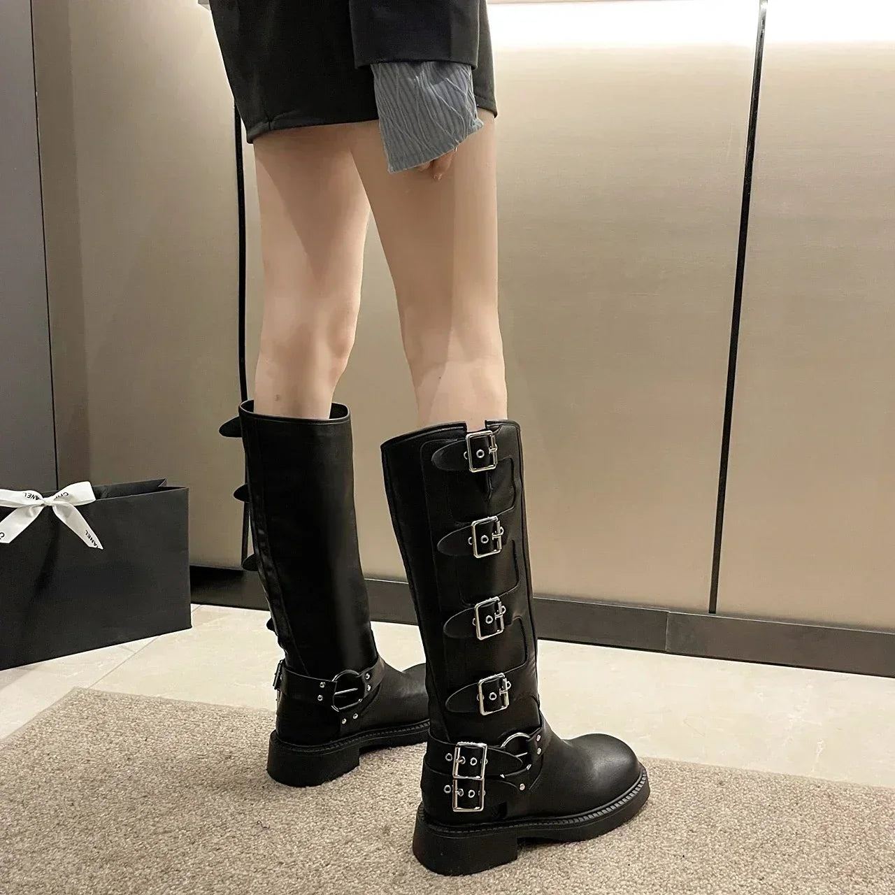 Women’s Gothic Metal Buckle Platform Punk Rock Boots Boots