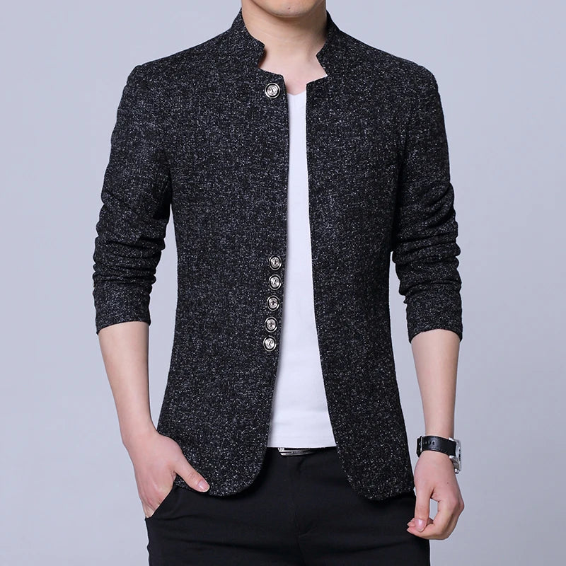 Der Seoul Heritage Blazer: Karierter Herrenanzug im koreanischen Stil – Winterliche, mit Fleece gefütterte, verdickte Jacke