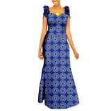 Afrikanisches langes Maxikleid für Damen |Kurzarm-Kleid aus Ankara-Stoff